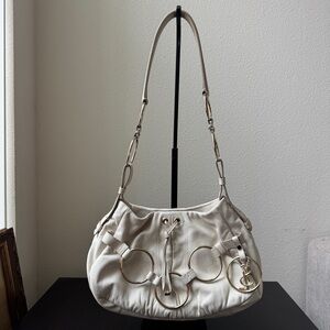 Yves Saint Laurent - White Leather ‘Saharienne’ Shoulder Bag